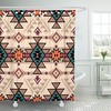 Navajo Aztec Fancy Abstract Geometric Shower Curtain Bundle - Pink Retro Color Tribal 