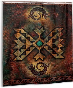 Navajo Nation Native Americans Indian Gecko Shower Curtain for Bathroom Decor - Waterproof Fabric Bath Curtain