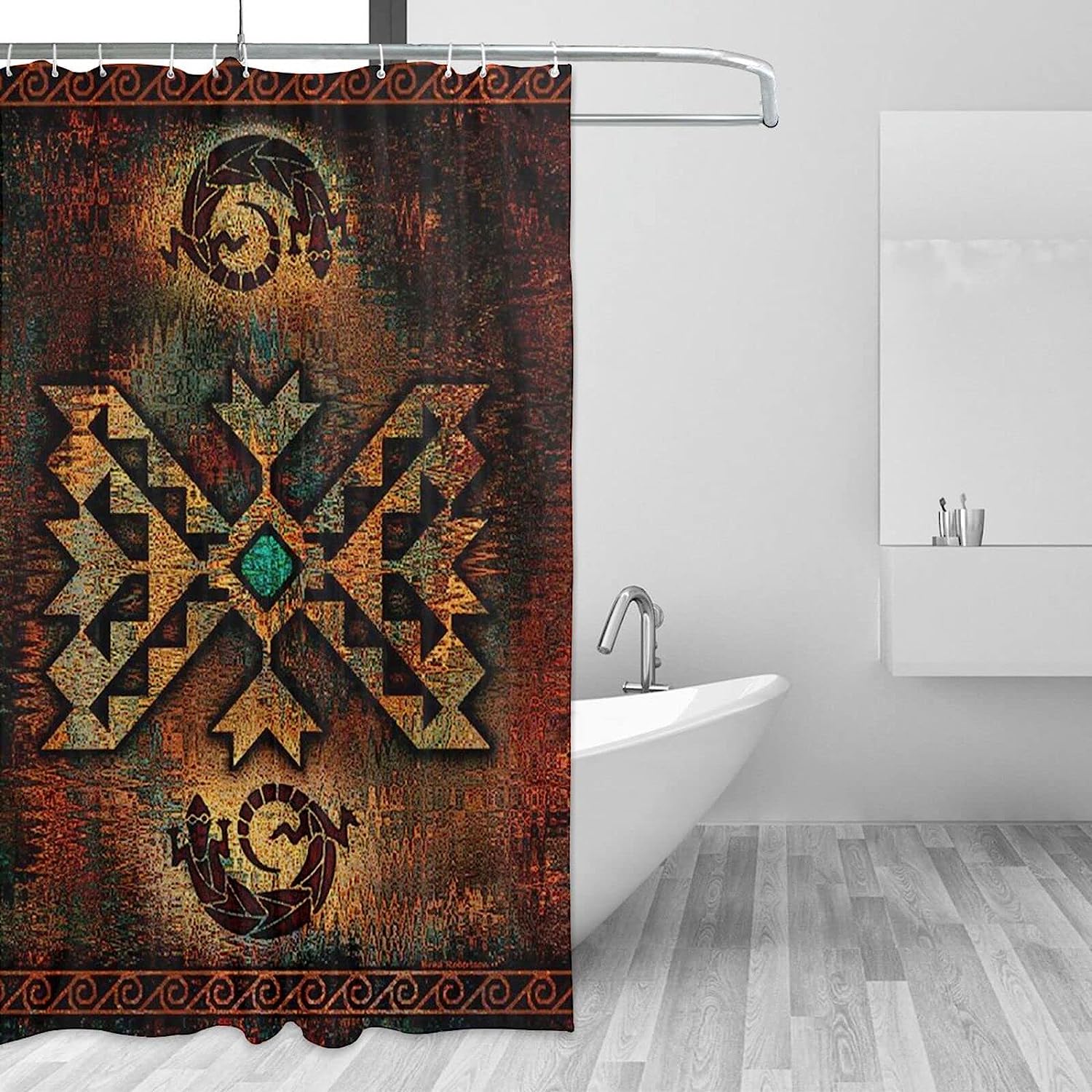 Navajo Nation Native Americans Indian Gecko Shower Curtain for Bathroom Decor - Waterproof Fabric Bath Curtain