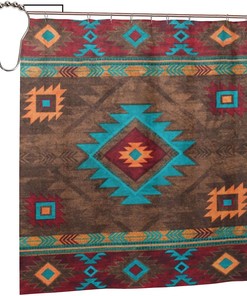 Navajo Native American Fabric Shower Curtain - Waterproof Tribal Bathroom Decor