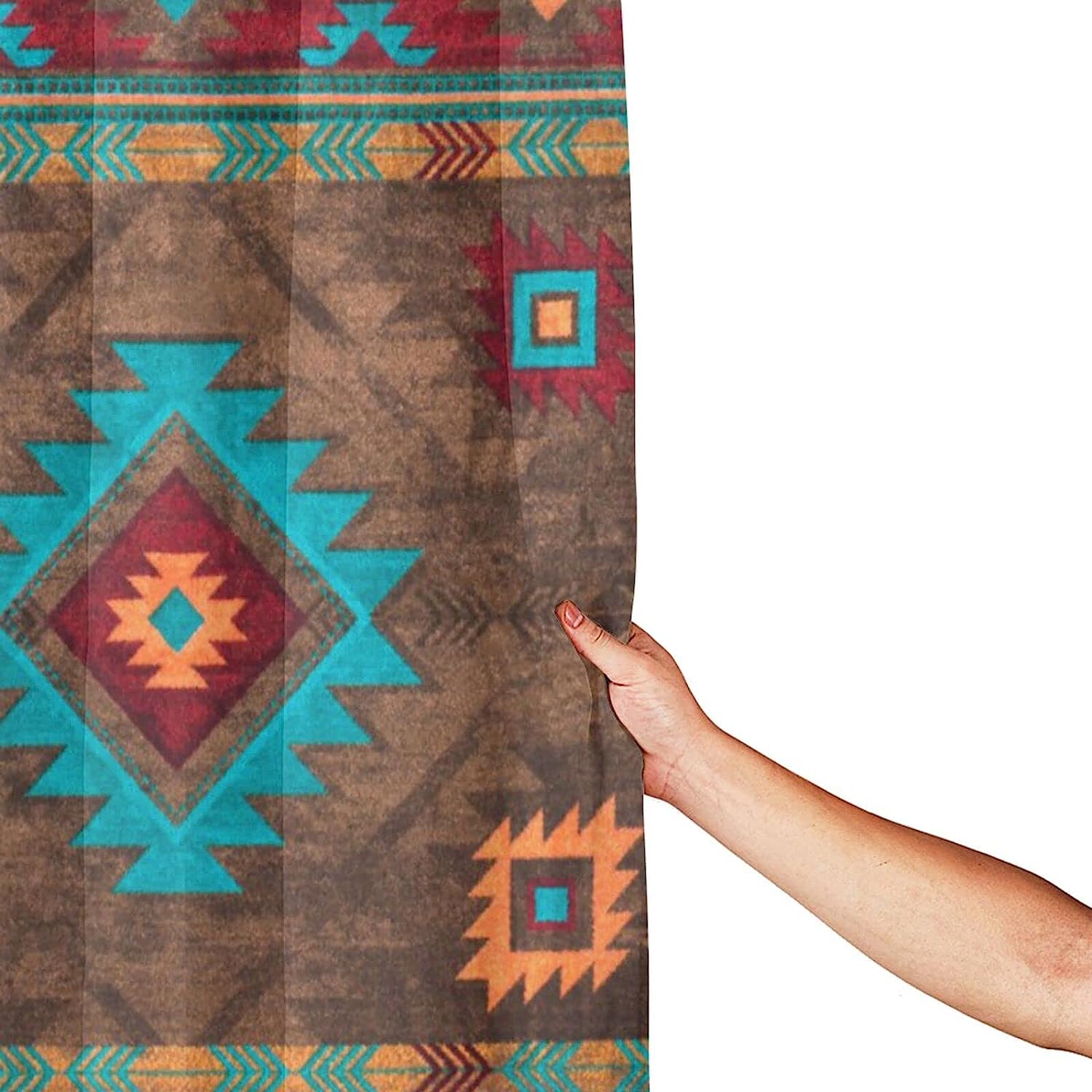 Navajo Native American Fabric Shower Curtain - Waterproof Tribal Bathroom Decor