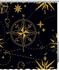 Navigational Stars Vintage Shower Curtain for Bathroom Decor