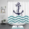 Navy Anchor Shower Curtain - Abstract Sea Water Bathroom Accessory