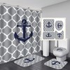 Navy Anchor Shower Curtain For Beach House Bathroom Decor