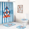 Navy Blue Anchor Print Waterproof Fabric Shower Curtain For Bathroom