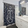 Navy Blue Boho Box Shower Curtain with Colorful Circle Ornate Medallion Design