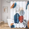 Navy Blue Boho Shower Curtain With Tropical Plant And Mid Century Abstract Decorative Cloth Shower Curtain For Bathroom
