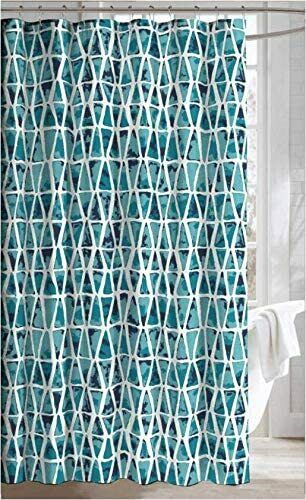Navy Blue Camouflage Geometric Print Shower Curtain For A Modern And Masculine Look