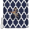 Navy Blue Dinosaur Moroccan Texture Shower Curtain for Bathroom