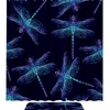Navy Blue Dragonfly Insect Waterproof Shower Curtain For Bathroom Decor