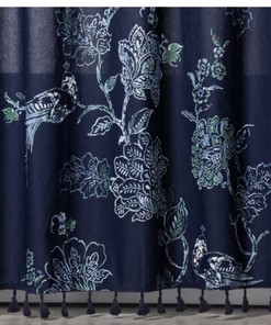 Navy Blue Floral Peacock Shower Curtain by Threshold