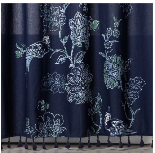 Navy Blue Floral Peacock Shower Curtain by Threshold