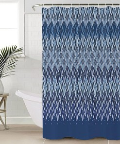 Navy Blue Geometric Shower Curtain With Modern Plaid Abstract Art For A Bold Look