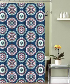 Navy Blue Gray African Elephant Silhouette Shower Curtain for Safari Animals Jungle Bath Decor