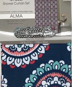 Navy Blue Gray African Elephant Silhouette Shower Curtain for Safari Animals Jungle Bath Decor