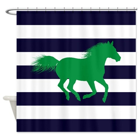 Navy Blue Horse Shower Curtain - Customize With Colors Of Your Choice