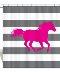 Navy Blue Horse Shower Curtain - Customize With Colors Of Your Choice