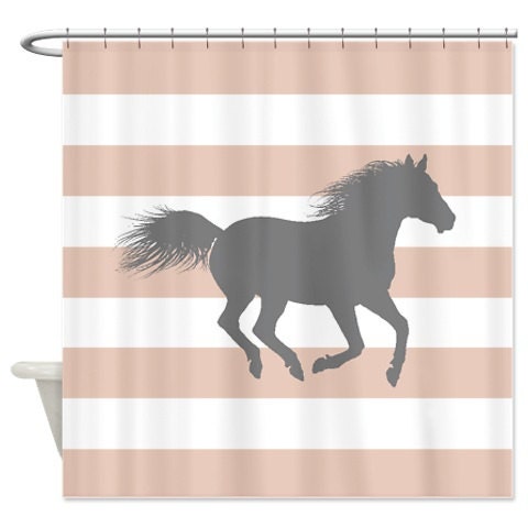 Navy Blue Horse Shower Curtain - Customize With Colors Of Your Choice