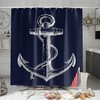 Navy Blue Nautical Anchor Shower Curtain For Coastal Bathroom Decor