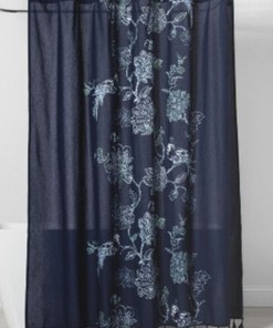Navy Blue Placement Floral Shower Curtain by Threshold