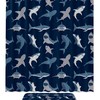 Navy Blue Sharks Pattern Modern Shower Curtain, Double Glide Shower Hooks, Bathroom Decoration
