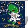 Navy Blue Space Dinosaur Shower Curtain Made With High-Quality Fabric For A Durable And Waterproof Bathroom Decor