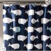 Navy Blue Whale Fabric Shower Curtain with Ocean Fish Animal Print for Kids Bathroom Decoration 