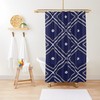 Navy Blue White Tan Vintage Bathroom Shower Curtains - Southwestern Geometric Bath Decor Set 