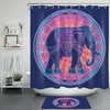 Navy Blue Wild Animals Boho Mandala Elephant Shower Curtain For Bathroom Decor