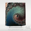 Navy Geometric Design Fabric Shower Curtain with Mint Green and Blue 