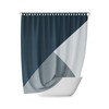 Navy Geometric Shower Curtain with Abstract Blue Sea Gradient and Retro Mix 