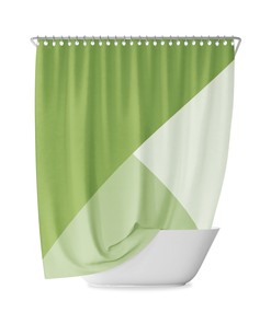 Navy Geometric Shower Curtain with Abstract Blue Sea Gradient and Retro Mix