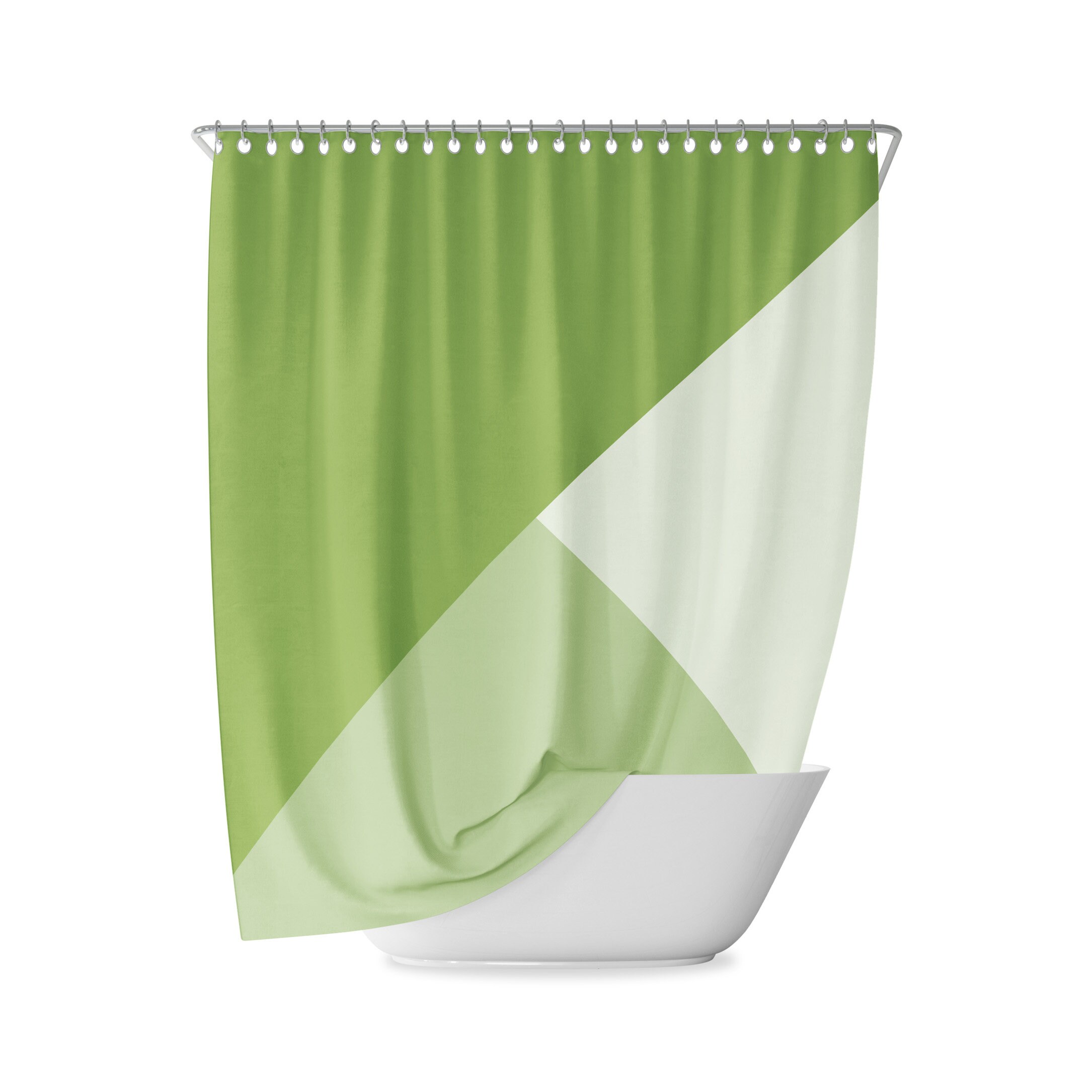 Navy Geometric Shower Curtain with Abstract Blue Sea Gradient and Retro Mix