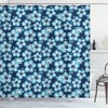 Navy Hibiscus Hawaiian Flowers Print Shower Curtain for Tropical Bathroom 