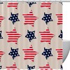 Navy Striped Shower Curtain with Star Pattern, Patriotic Decor