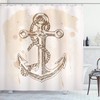 Navy Summer Holiday Anchor Shower Curtain, Illustration Of Anchor On Stained Background, Cloth Fabric Bathroom Decor