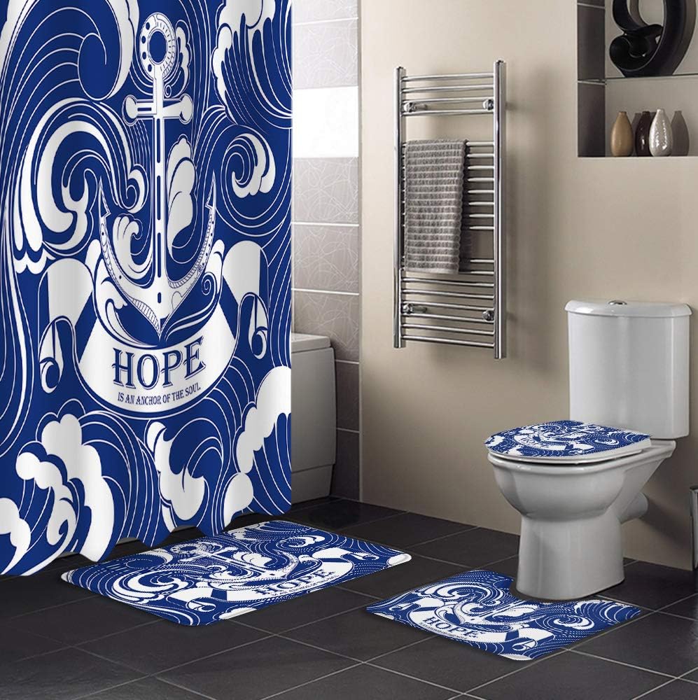 Navy White Hope Is The Anchor Of The Soul Shower Curtain Decorative