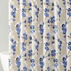 Navy White Taupe Floral PEVA Shower Curtain for Eco-Friendly Bathroom Decor 
