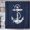 Navy Wooden Anchor Coastal Nautical Beach Beachy Ocean Home Decor Shower Curtain 