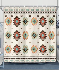 Navy and Teal Love Heart Print Shower Curtain for Bathroom