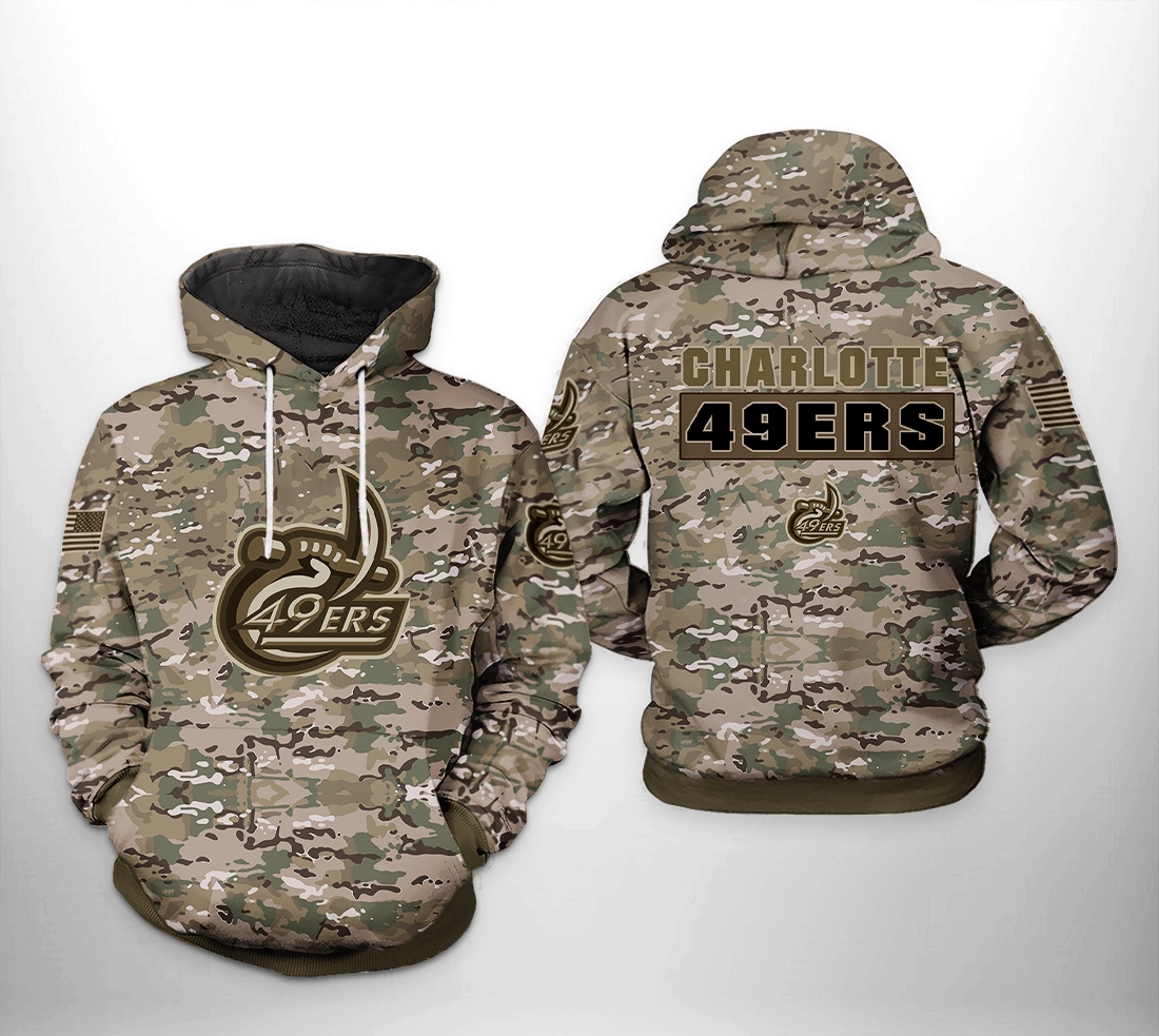 Ncaa Camo Veteran Hoodie - Charlotte 49Ers All Over Print Zip-Up Option