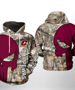 Ncaa Camo Veteran Hunting Hoodie - Central Michigan Chippewas 3D All Over Print Zip-Up Option