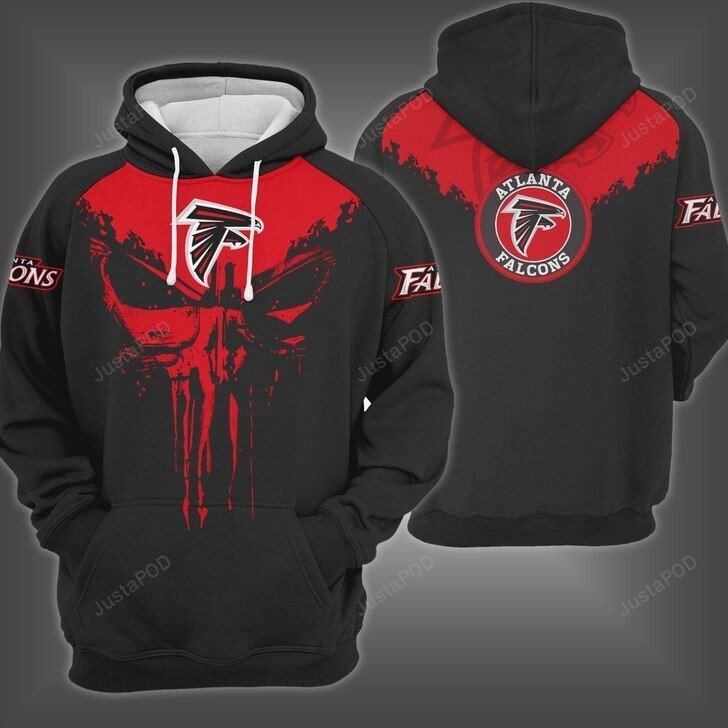 Ncaa Fans Gift: Atlanta Falcons Football Punisher Skull 3D All Over Print Zip Hoodie