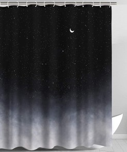 Neasow Black Night Sky Stars and Moon Shower Curtain for Dreamy Bathroom