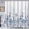 Neasow Blue and Grey Watercolor Floral Shower Curtain for Teal Bathroom 