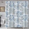 Neasow Teal and White Watercolor Floral Shower Curtain for Light Bathroom 
