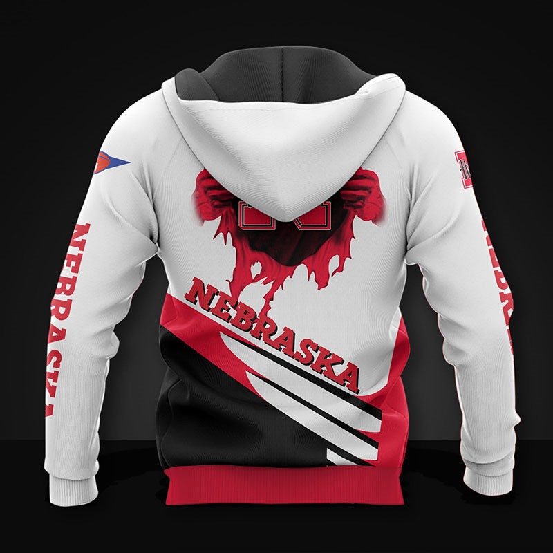 Nebraska Cornhuskers Long Sleeve 3D Zip Hoodie - Gifts For Father Day