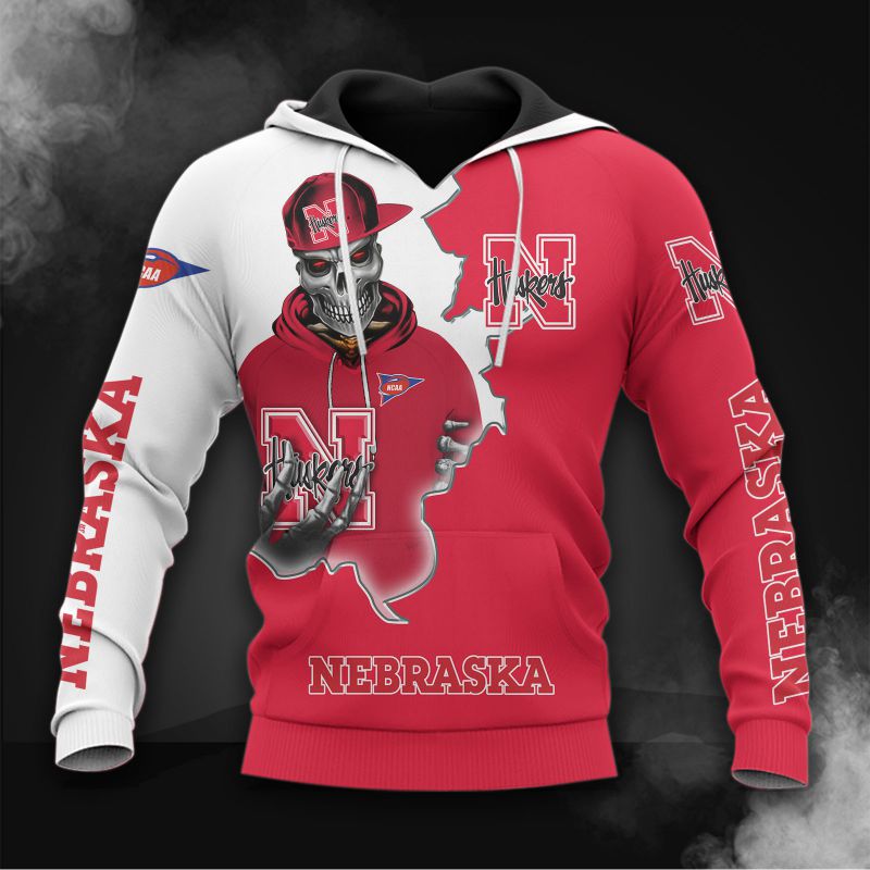 Nebraska Cornhuskers Long Sleeve Zip Hoodie - All Over Print Zip Up Hoodie Men