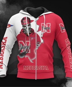 Nebraska Cornhuskers Long Sleeve Zip Hoodie - All Over Print Zip Up Hoodie Men