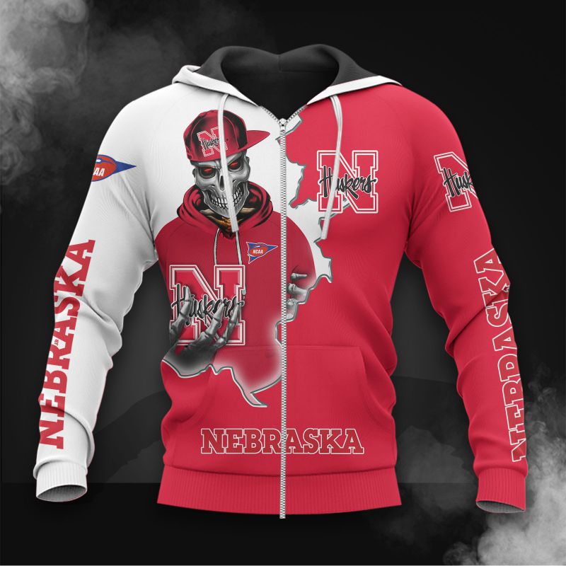 Nebraska Cornhuskers Long Sleeve Zip Hoodie - All Over Print Zip Up Hoodie Men